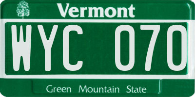 VT license plate WYC070