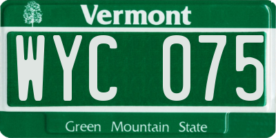 VT license plate WYC075