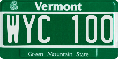 VT license plate WYC100