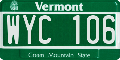 VT license plate WYC106