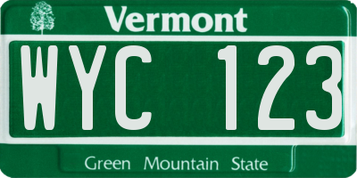 VT license plate WYC123