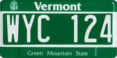 VT license plate WYC124