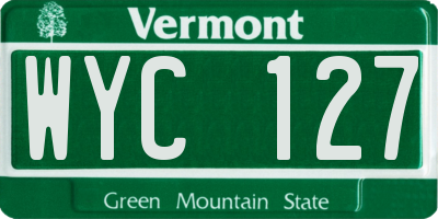 VT license plate WYC127