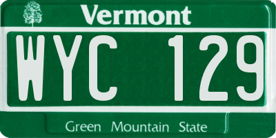 VT license plate WYC129