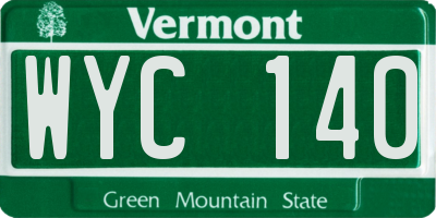 VT license plate WYC140