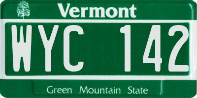 VT license plate WYC142