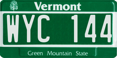 VT license plate WYC144
