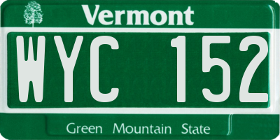 VT license plate WYC152