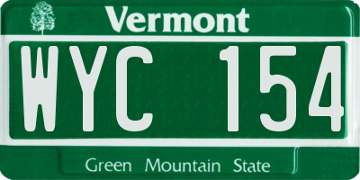 VT license plate WYC154