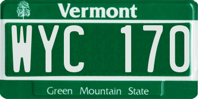 VT license plate WYC170