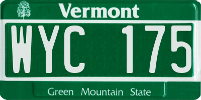VT license plate WYC175