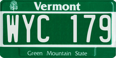 VT license plate WYC179