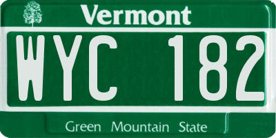VT license plate WYC182