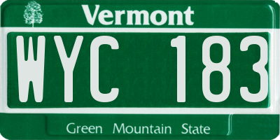 VT license plate WYC183