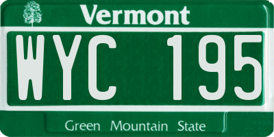VT license plate WYC195