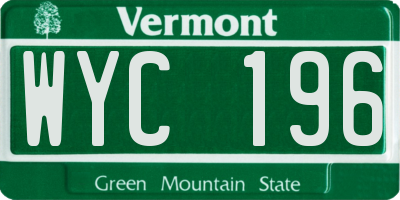 VT license plate WYC196