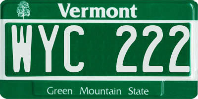 VT license plate WYC222
