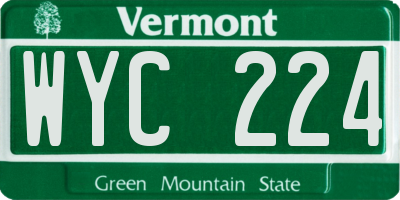 VT license plate WYC224