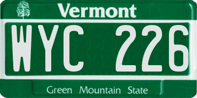 VT license plate WYC226