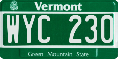 VT license plate WYC230