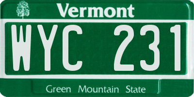 VT license plate WYC231
