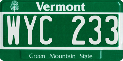 VT license plate WYC233