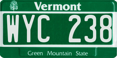 VT license plate WYC238