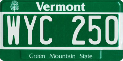 VT license plate WYC250