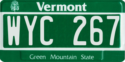 VT license plate WYC267