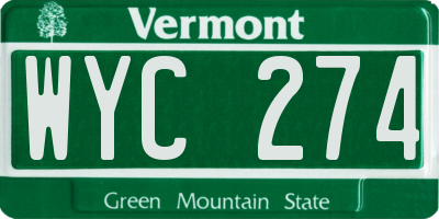 VT license plate WYC274