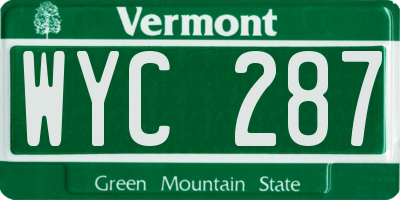 VT license plate WYC287