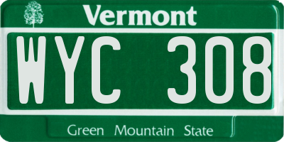 VT license plate WYC308