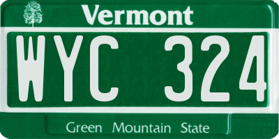 VT license plate WYC324