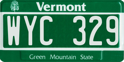 VT license plate WYC329