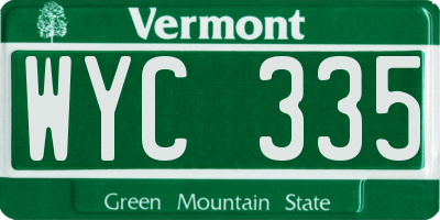 VT license plate WYC335