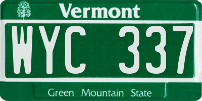 VT license plate WYC337