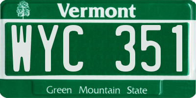 VT license plate WYC351