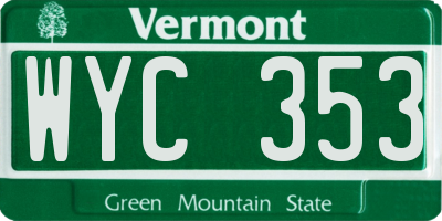 VT license plate WYC353