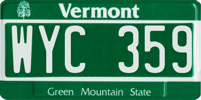 VT license plate WYC359