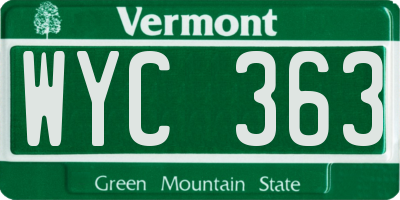 VT license plate WYC363