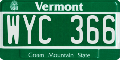 VT license plate WYC366