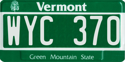 VT license plate WYC370