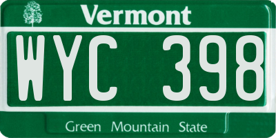 VT license plate WYC398