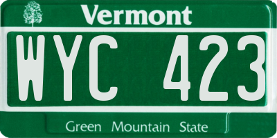 VT license plate WYC423