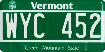 VT license plate WYC452