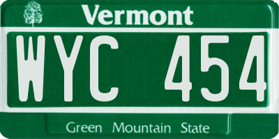 VT license plate WYC454