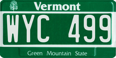 VT license plate WYC499