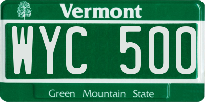 VT license plate WYC500