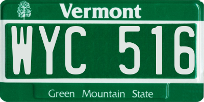 VT license plate WYC516