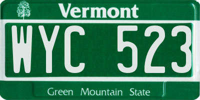 VT license plate WYC523